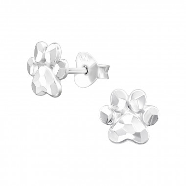 Paw Print - 925 Sterling Silver Simple Stud Earrings SD48722