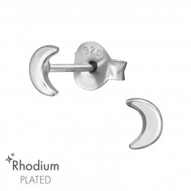 Moon - 925 Sterling Silver Simple Stud Earrings SD48782