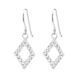 Diamond Shape - 925 Sterling Silver Earrings with Crystal SD15863