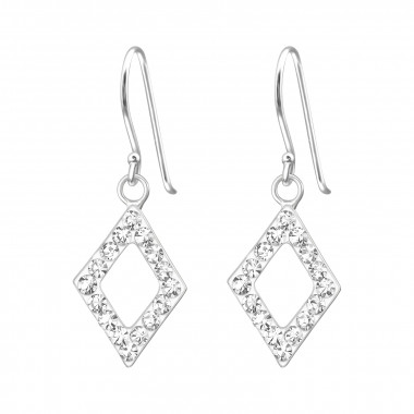 Diamond Shape - 925 Sterling Silver Earrings with Crystal SD15863