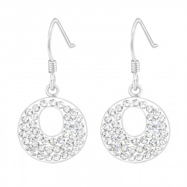 Round - 925 Sterling Silver Earrings with Crystal SD15865