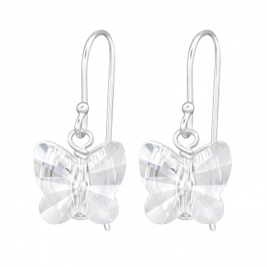 Butterfly - 925 Sterling Silver Earrings with Crystal SD47619