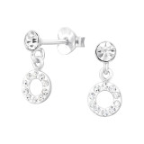 Circle - 925 Sterling Silver Earrings with Crystal SD48021