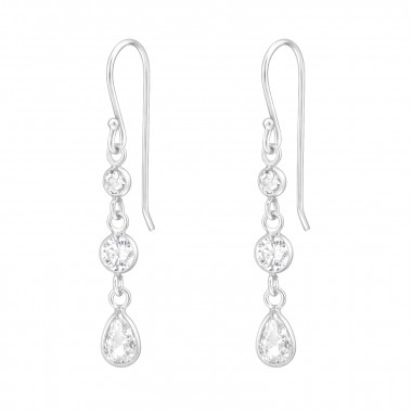 Geometrical 3 Layer Dangling - 925 Sterling Silver Earrings with CZ SD48262