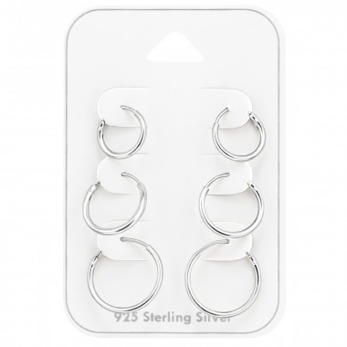 10-12-14Mm - 925 Sterling Silver Ear Hoop Sets & Jewelry on Cards SD48901