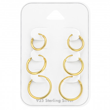10-12-14Mm - 925 Sterling Silver Ear Hoop Sets & Jewelry on Cards SD48902