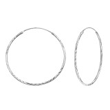 40mm notched - 925 Sterling Silver Hoop Earrings SD15042