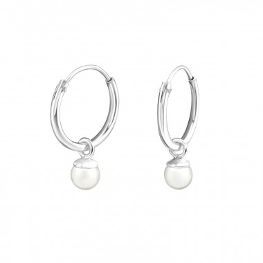 12mm beaded - 925 Sterling Silver Hoop Earrings SD15926