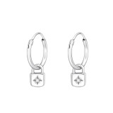 Padlock - 925 Sterling Silver Hoop Earrings SD40711