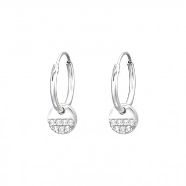 Disk - 925 Sterling Silver Hoop Earrings SD41267