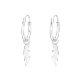 Hanging Lightning Bolt - 925 Sterling Silver Hoop Earrings SD41565