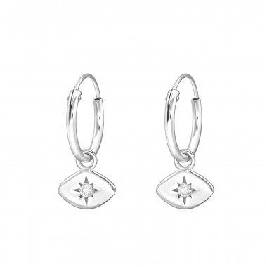 Hanging Star - 925 Sterling Silver Hoop Earrings SD43456