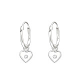 Heart - 925 Sterling Silver Hoop Earrings SD43839