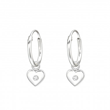 Heart - 925 Sterling Silver Hoop Earrings SD43839