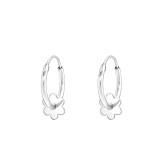 Flower - 925 Sterling Silver Hoop Earrings SD43904