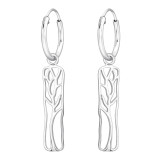 Hanging Geometric - 925 Sterling Silver Hoop Earrings SD44594