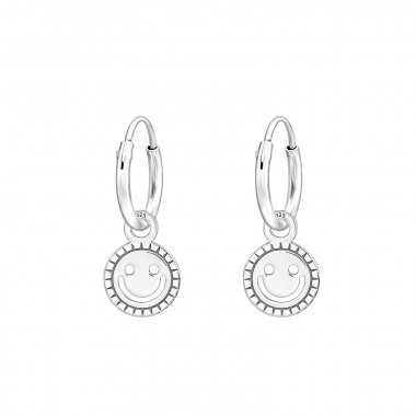 Smiley Face - 925 Sterling Silver Hoop Earrings SD44602