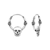 Skull - 925 Sterling Silver Hoop Earrings SD47232