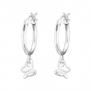 Butterfly - 925 Sterling Silver Hoop Earrings SD47665