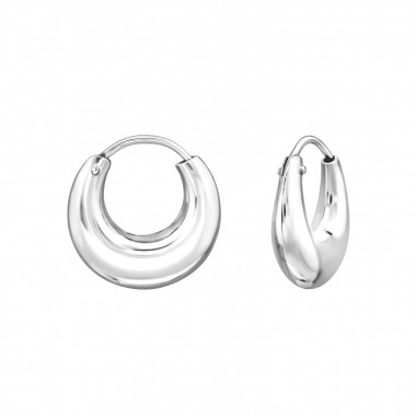 Round 15mm - 925 Sterling Silver Hoop Earrings SD48236