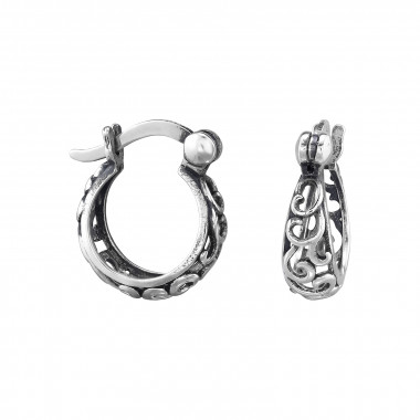 Filigree - 925 Sterling Silver Hoop Earrings SD48336