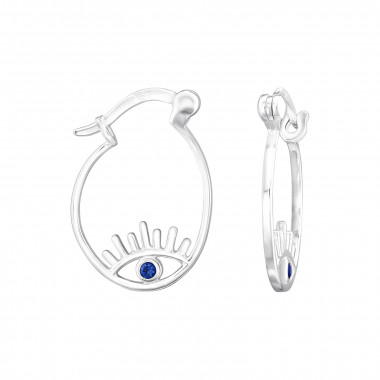 Evil Eye - 925 Sterling Silver Hoop Earrings SD48660