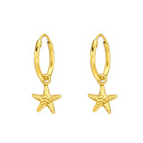 Hanging Starfish - 925 Sterling Silver Hoop Earrings SD49103