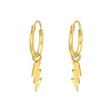 Hanging Lightning Bolt - 925 Sterling Silver Hoop Earrings SD49104