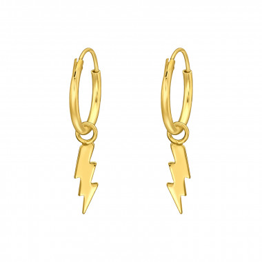 Hanging Lightning Bolt - 925 Sterling Silver Hoop Earrings SD49104