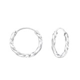 16mm bali - 925 Sterling Silver Hoop Earrings SD557