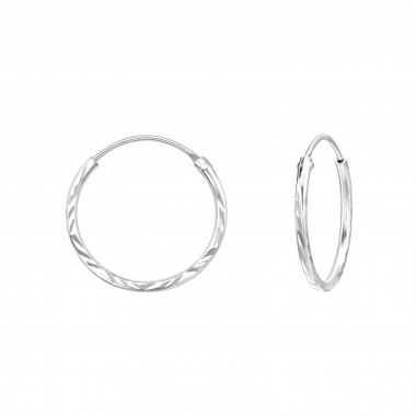 16mm bali - 925 Sterling Silver Hoop Earrings SD6811