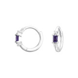 Baguette Amethyst - 925 Sterling Silver Huggies SD47341