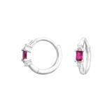 Baguette Ruby - 925 Sterling Silver Huggies SD47343