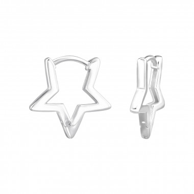 Star - 925 Sterling Silver Huggies SD48404