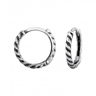 Twisted - 925 Sterling Silver Huggies SD48411