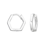 Hexagon - 925 Sterling Silver Huggies SD48414