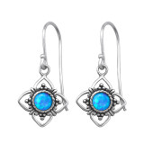 Flower Synthetic - 925 Sterling Silver Earrings with Gemstones SD23629