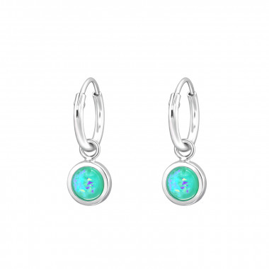 Hanging Synthetic Opal - 925 Sterling Silver Earrings with Gemstones SD43114