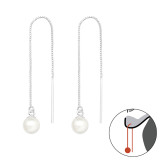 Round - 925 Sterling Silver Earrings with Pearls SD43121