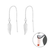 Feather - 925 Sterling Silver Simple Earrings SD44262