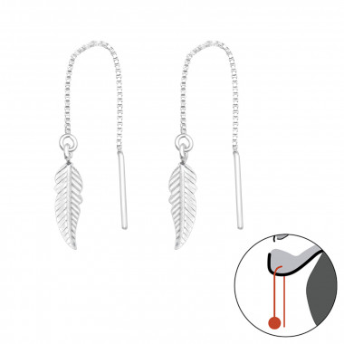 Feather - 925 Sterling Silver Simple Earrings SD44262