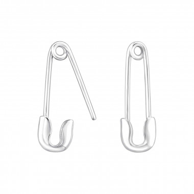 Safety Pin - 925 Sterling Silver Simple Earrings SD48335