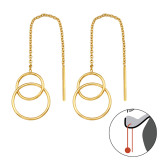 Thread Through Double Circle - 925 Sterling Silver Simple Earrings SD48541