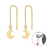 Thread Through Crescent Moon - 925 Sterling Silver Simple Earrings SD48545