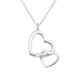 Double Heart - 925 Sterling Silver Necklaces with Stones SD34028