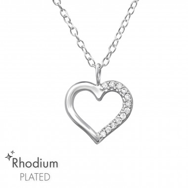 Heart - 925 Sterling Silver Necklaces with Stones SD38001