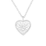 Heart - 925 Sterling Silver Necklaces with Stones SD40147