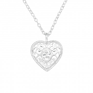 Heart - 925 Sterling Silver Necklaces with Stones SD40147