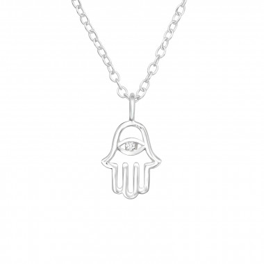 Hamsa - 925 Sterling Silver Necklaces with Stones SD40206