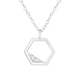 Hexagon - 925 Sterling Silver Necklaces with Stones SD40216